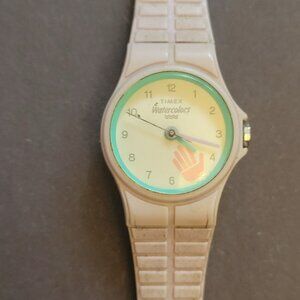 Timex Watercolors Womens Wristwatch With White Strap & Stainless Steel Back